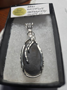 Custom Wire Wrapped unpolished Hokie Stone from Virginia Tech Quarries Necklace/Pendant Sterling Silver