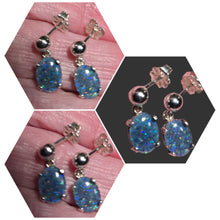 Load image into Gallery viewer, Beautiful Lightning Ridge Black Opal Earrings in Sterling Silver