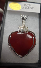 Load image into Gallery viewer, Custom Wire Wrapped Red Agate Heart Necklace/Pendant Sterling Silver