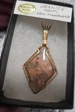Load image into Gallery viewer, Custom Cut Polished &amp; Wire Wrapped Granite from New Foundland Necklace/Pendant 14kgf