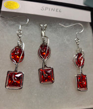 Load image into Gallery viewer, Custom Wire Wrapped Orange Spinel Faceted Stone Set: Necklace/Pendant &amp; Earrings