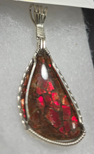 Load image into Gallery viewer, Custom Wire Wrapped Ammolite Necklace/Pendant Sterling Silver
