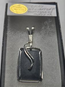Custom Wire Wrapped unpolished Hokie Stone from Virginia Tech Quarries Necklace/Pendant Sterling Silver