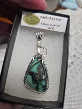 Load image into Gallery viewer, Custom Wire Wrapped Super Rare Variscite Snowville, NV Necklace/Pendant Sterling Silver