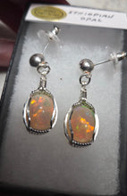 Load image into Gallery viewer, Custom Wire Wrapped Ethiopia Opal Earrings Sterling Silver