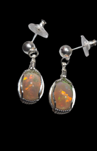 Load image into Gallery viewer, Custom Wire Wrapped Ethiopia Opal Earrings Sterling Silver