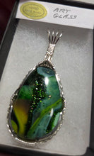 Load image into Gallery viewer, Custom Wire Wrapped Art Glass Necklace/Pendant Sterling Silver