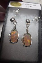 Load image into Gallery viewer, Custom Wire Wrapped Ethiopia Opal Earrings Sterling Silver