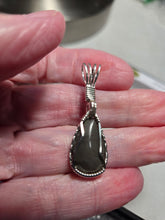 Load image into Gallery viewer, Custom Wire Wrapper Polished Hokie Stone Virginia Tech Gray Quarry Set: Earrings, Necklace/Pendant Sterling Silver