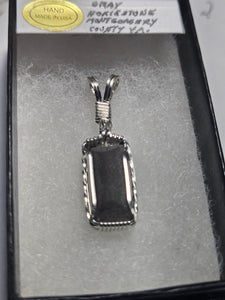 Custom Wire Wrapped unpolished Hokie Stone from Virginia Tech Quarries Necklace/Pendant Sterling Silver