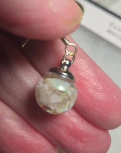***SOLD ***Custom Glass Ball Set: Necklace/Pendant Earrings Real Australian opal Chips