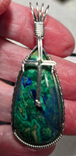 Load image into Gallery viewer, Custom Cut Polished &amp; Wire Wrapped Eilat King Solomon Stone Necklace/Pendant Sterling Silver