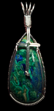 Load image into Gallery viewer, Custom Cut Polished &amp; Wire Wrapped Eilat King Solomon Stone Necklace/Pendant Sterling Silver