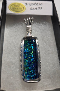 Custom Wire Wrapped Dichroic Glass Necklace/Pendant Sterling Silver