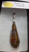 Load image into Gallery viewer, Custom Cut Polished &amp; Wire Wrapped Puddingstone Necklace/Pendant Sterling Silver