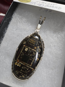 Custom Wire Wrapped Rare Circuit Board Necklace/Pendant Sterling Silver