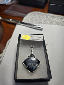 **SOLD **Custom Wire Wrapped Moonstone with Tourmaline Necklace/Pendant Sterling Silver