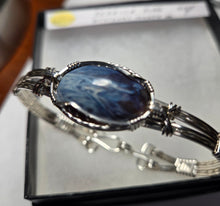 Load image into Gallery viewer, Custom Cut Polished &amp; Wire Wrapped Rebecca Iron Ore Furnace Slag Bracelet Sterling Silver Size 7 1/4