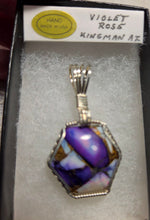 Load image into Gallery viewer, Custom Cut &amp; Polished Violet Rose Kingman AZ Necklace/Pendant Sterling Silver