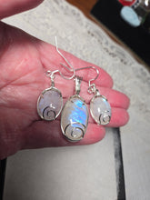 Load image into Gallery viewer, Custom Wire Wrapped Moonstone Set: Earrings Necklace/Pendant Sterling Silver.
