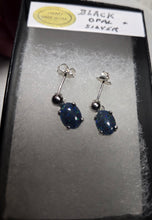 Load image into Gallery viewer, Beautiful Lightning Ridge Black Opal Earrings in Sterling Silver