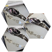 Load image into Gallery viewer, Custom Cut Polished &amp; Wire Wrapped Rhodonite Albemarl Cty, VA Bracelet 7 1/2 Sterling Silver