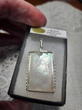 Load image into Gallery viewer, Custom Wire Wrapped 1800's Gaming Chip Hand Carved Mother of Pearl Necklace/Pendant  Sterling Silver