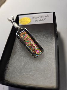 Custom Wire Wrapped Dichroic Glass Necklace/Pendant Sterling Silver