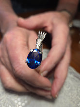 Load image into Gallery viewer, Custom Wire Wrapped Faceted Royal Blue Sapphire Necklace/Pendant Sterling Silver