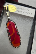 Load image into Gallery viewer, Custom  Cut Polished &amp; Wire Wrapped Rosarita from Alaska Necklace/Pendant Sterling Silver