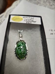 Custom Wire Wrapped European Vintage Stone Necklace/Pendant Sterling Silver