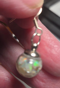 Custom Glass Ball Set: Necklace/Pendant Earrings Real Australian opal Chips