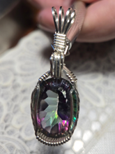 Load image into Gallery viewer, Custom Wire Wrapped Faceted Mystic Topaz Necklace/pendant Sterling Silver