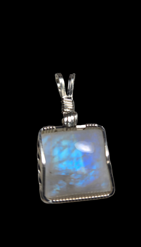 Custom Wire Wrapped Moonstone Necklace/Pendant Sterling Silver