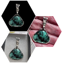Load image into Gallery viewer, Custom Wire Wrapped Super Rare Variscite Snowville, NV Necklace/Pendant Sterling Silver