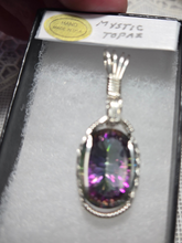Load image into Gallery viewer, Custom Wire Wrapped Faceted Mystic Topaz Necklace/pendant Sterling Silver
