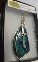 Load image into Gallery viewer, Custom Cut Polished &amp; Wire Wrapped Eilat King Solomon Stone Necklace/Pendant Sterling Silver