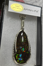 Load image into Gallery viewer, Custom Wire Wrapped Ammolite Necklace/Pendant Sterling Silver