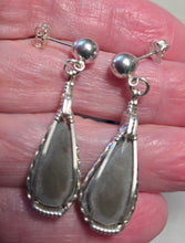Load image into Gallery viewer, Custom Wire Wrapper Unpolished Hokie Stone Virginia Tech Gray Quarry: Earrings Sterling Silver