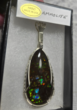 Load image into Gallery viewer, Custom Wire Wrapped Ammolite Necklace/Pendant Sterling Silver