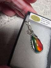 Load image into Gallery viewer, Custom Wire Wrapped Rainbow Fire Opal Necklace/Pendant Sterling Silver