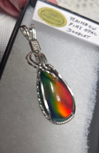 Load image into Gallery viewer, Custom Wire Wrapped Rainbow Fire Opal Necklace/Pendant Sterling Silver