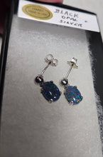 Load image into Gallery viewer, Beautiful Lightning Ridge Black Opal Earrings in Sterling Silver