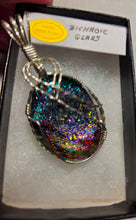 Load image into Gallery viewer, Custom Wire Wrapped Dichroic Glass Necklace/Pendant Sterling Silver