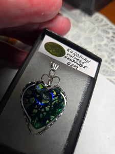Custom Wire Wrapped European Vintage Heart Stone Necklace/Pendant Sterling Silver