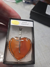 Load image into Gallery viewer, Custom Wire Wrapped Red Agate Heart/Cross Necklace/Pendant Sterling Silver