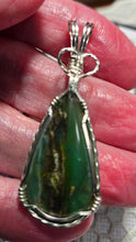 Load image into Gallery viewer, Custom Cut Polished &amp; Wire Wrapped Peruvian Blue Opal Necklace/Pendant Sterling Silver