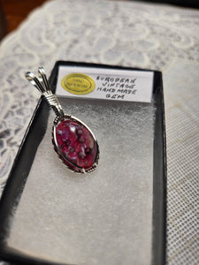 Custom Wire Wrapped European Vintage Stone Necklace/Pendant Sterling Silver