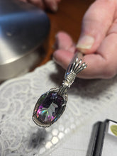 Load image into Gallery viewer, Custom Wire Wrapped Faceted Mystic Topaz Necklace/pendant Sterling Silver