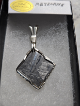 Load image into Gallery viewer, Custom Wire Wrapped Rare Meteorite  Necklace/Pendant Sterling Silver
